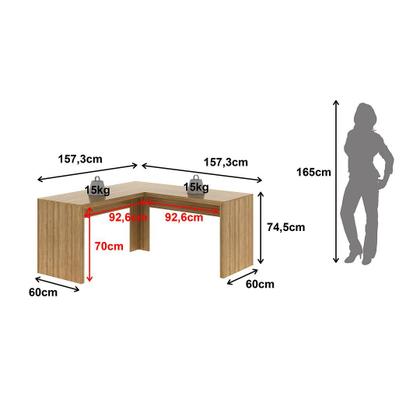 Imagem de Mesa para Escritório Angular em L 157,3cm MDP Amêndoa Acabamento Pintura UV Tecnomobili