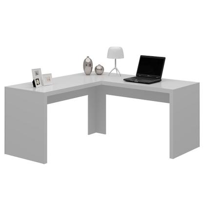 Imagem de Mesa para Escritório Angular em L 157,3cm MDP Branco Acabamento Pintura UV Tecnomobili