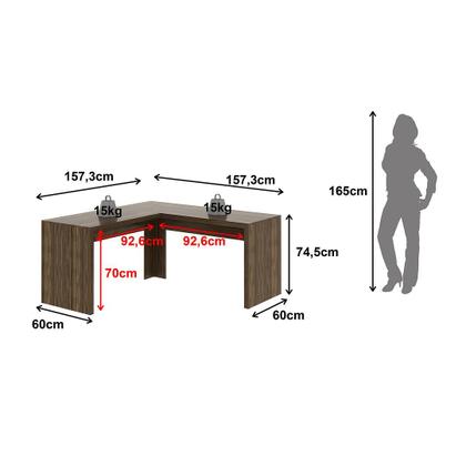Imagem de Mesa para Escritório Angular em L 157,3cm MDP Nogal Acabamento Pintura UV Tecnomobili