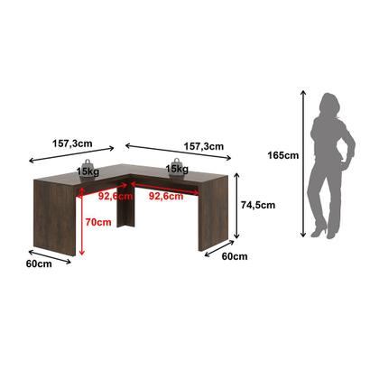 Imagem de Mesa para Escritório Angular em L 157,3cm MDP Rústico Acabamento Pintura UV Tecnomobili