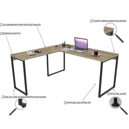 Imagem de Mesa para Escritório Angular Kuadra Carvalho - Compace