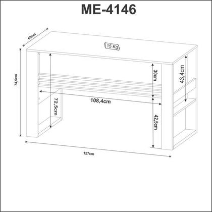 Imagem de Mesa para Escritório c/aplique ME4146 Nogal/Preto Tecnomobili