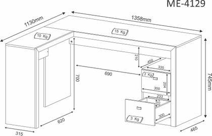 Imagem de Mesa para Escritório com 2 gavetas Amendoa Tecnomobili