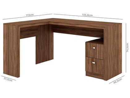 Imagem de Mesa para Escritório com 2 gavetas ME4129 Nogal Tecnomobili