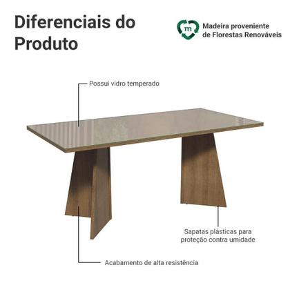 Imagem de Mesa Para Escritório Diretor Presidente 180cm Tampo De Vidro Rustic-crema 5388 Madesa