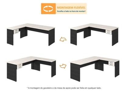 Imagem de Mesa Para Escritório Em L 1,60x1,60m Tampo E Pés 30mm C/gav.