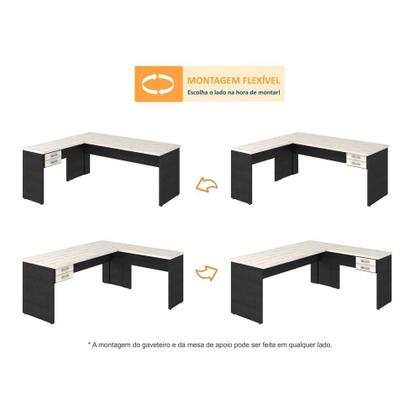 Imagem de Mesa Para Escritório Em L 1,80x1,60m Tampo E Pés 30mm C/gav.