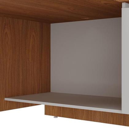 Imagem de Mesa Para Escritório em L 180x190cm 2 Portas e 3 Gavetas Unik A02 Freijó Branco - Lyam Decor