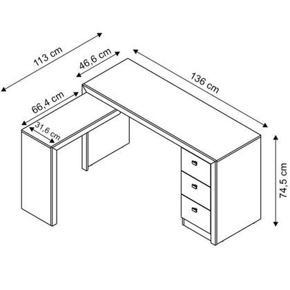 Imagem de Mesa para Escritório em L com 3 Gaveta Me4101