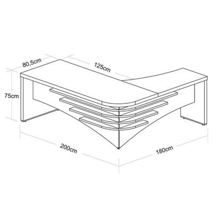 Imagem de Mesa Para Escritório Em L Diretor Lado Esquerdo Nogal/preto
