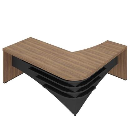 Imagem de Mesa Para Escritório Em L Diretor Lado Esquerdo Nogal/preto