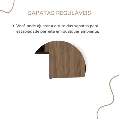 Imagem de Mesa Para Escritorio Em L Estação Diretoria Tamburato C/Conect Cor Nogal com Preto