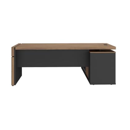 Imagem de Mesa Para Escritorio Em L Estação Diretoria Tamburato C/Conect Cor Nogal com Preto