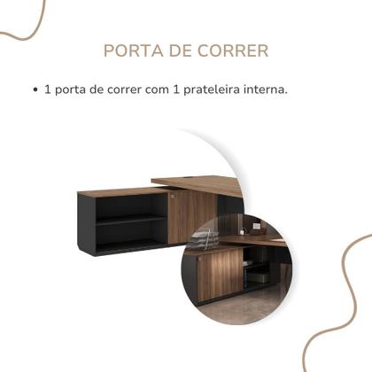 Imagem de Mesa Para Escritorio Em L Estação Diretoria Tamburato C/Conect Cor Nogal com Preto