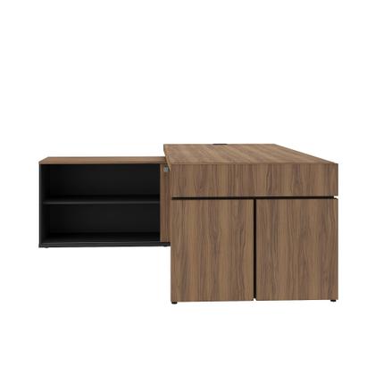 Imagem de Mesa Para Escritorio Em L Estação Diretoria Tamburato C/Conect Cor Nogal com Preto