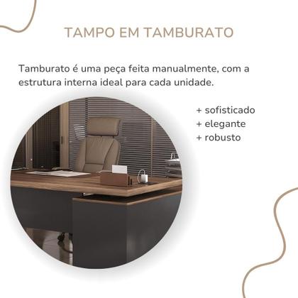 Imagem de Mesa Para Escritorio Em L Estação Diretoria Tamburato C/Conect Cor Nogal com Preto