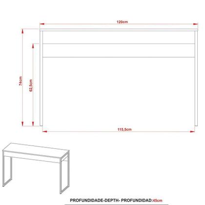 Imagem de Mesa Para Escritório Escrivaninha Estilo Industrial Amêndoa/preto