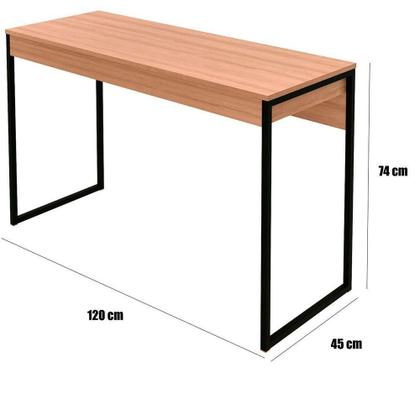 Imagem de Mesa Para Escritório Escrivaninha Estilo Industrial Amêndoa/preto