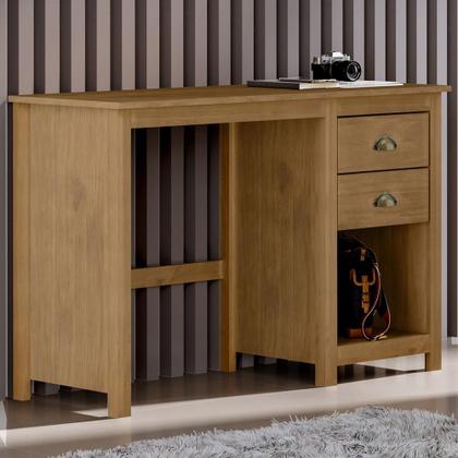 Imagem de Mesa Para Escritório Escrivaninha Home Office 2 Gavetas Mazzaro F06 Freijó - Lyam Decor