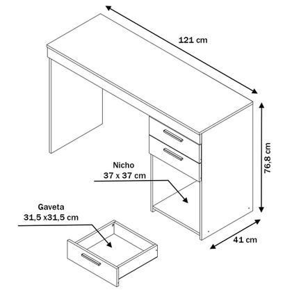 Imagem de Mesa para Escritório Home 2 Gavetas Preto Tx - Pnr Móveis