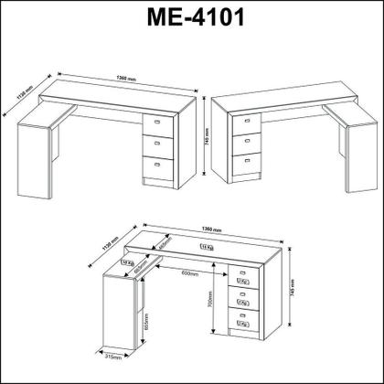 Imagem de Mesa para Escritório ME4101 Amêndoa Tecnomobili