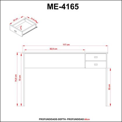 Imagem de Mesa para Escritório ME4165 Nogal/Preto - Tecno