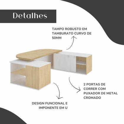 Imagem de Mesa para Escritório Presidente Tamburato 258.2 cm com 4 Gavetas e 2 Portas