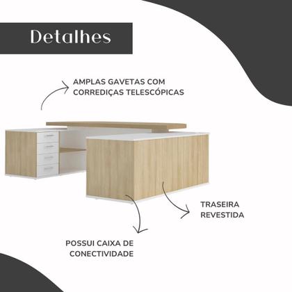 Imagem de Mesa para Escritório Presidente Tamburato 258.2 cm com 4 Gavetas e 2 Portas