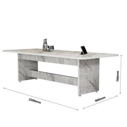 Imagem de Mesa Para Escritório Sala De Reunião 8 Lugares Em MDF Estilo Mármore