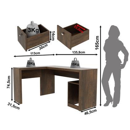 Imagem de Mesa para Escrivaninha de Canto 113x135,8cm com 2 Gavetas ME4129 Tecnomóbili