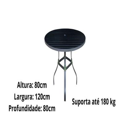 Imagem de Mesa para Jardim com Tampo Ripado em Alumínio Preto