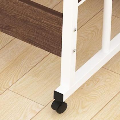 Imagem de Mesa Para Notebook 2 Prateleiras Altura Ajustavel Organizador Estante Home Office Cama Rodinhas Multiuso Marrom
