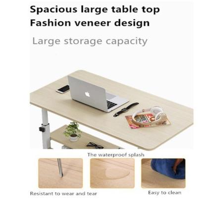 Imagem de Mesa para notebook altura ajustavel home office cama rodinhas e 2 prateleiras multiuso marrom