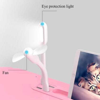 Imagem de Mesa para notebook home office com usb ventilador iluminação cama sofa dobravel portatil verde