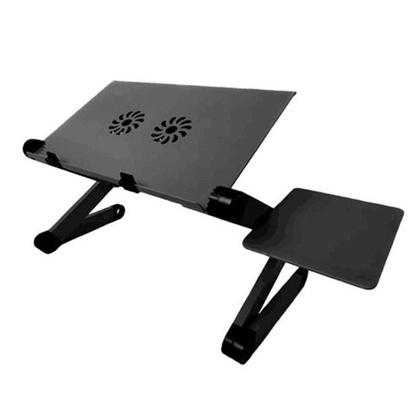 Imagem de Mesa Para Notebook Laptop Computador Articulável Dobrável Multifuncional Com Mousepad Removível Cooler Usb Suporte Resis