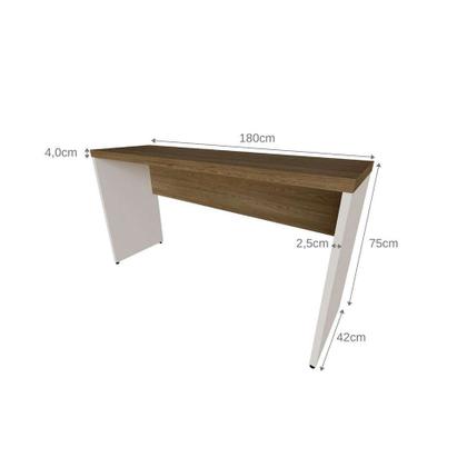 Mesa para Notebook Natus Branca e Carvalho 180 cm - Bramov Imagem de Mesa para Notebook Natus Branca e Carvalho 180 cm