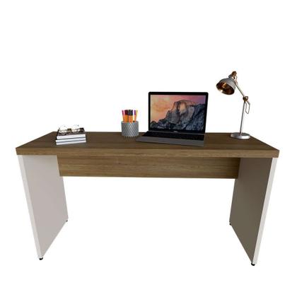 Mesa para Notebook Natus Branca e Carvalho 180 cm - Bramov Imagem de Mesa para Notebook Natus Branca e Carvalho 180 cm