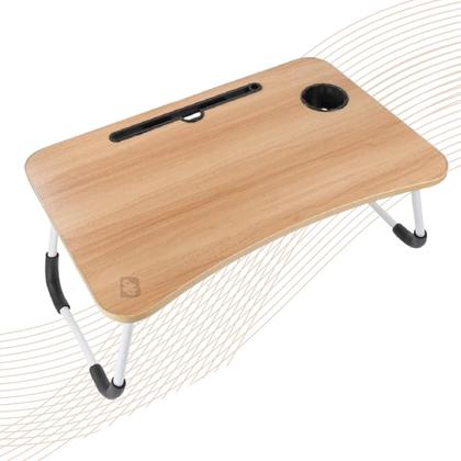 Imagem de Mesa Para Notebook Portátil Dobrável Articulada em Mdf Suporte para Laptop Cama Estudo Porta Tablet
