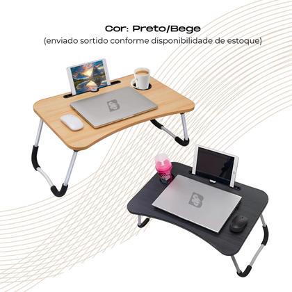 Imagem de Mesa Para Notebook Portátil Dobrável Articulada em Mdf Suporte para Laptop Cama Estudo Porta Tablet