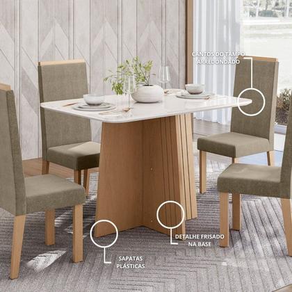 Imagem de Mesa para Sala de Jantar 120cm x 90cm Isa Amarelo/Mel/Off White