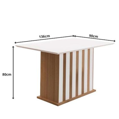 Imagem de Mesa para Sala de Jantar 136cm Retangular Tampo Chanfrado Amalia Poliman