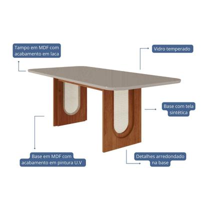Imagem de Mesa para Sala de Jantar 210cm Retangular Valentina