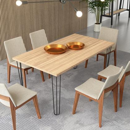 Imagem de Mesa para Sala de Jantar 4 Lugares Retangular Estilo Industrial MDP Hairpin