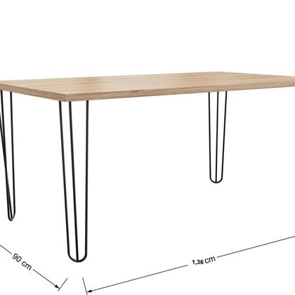 Imagem de Mesa para Sala de Jantar 4 Lugares Retangular Estilo Industrial MDP Hairpin
