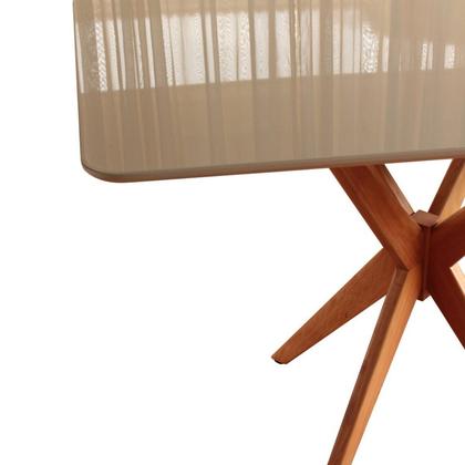 Imagem de Mesa para Sala de Jantar 90cm Sofisticada com Tampo Laqueado Vegas Mel