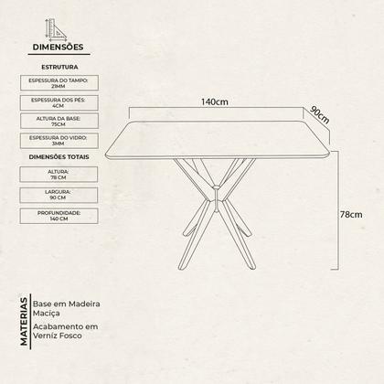 Imagem de Mesa para Sala de Jantar 90cm Sofisticada com Tampo Laqueado Vegas Mel
