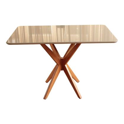 Imagem de Mesa para Sala de Jantar 90cm Sofisticada com Tampo Laqueado Vegas Mel