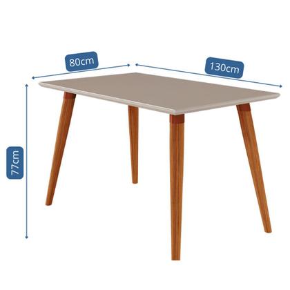 Imagem de Mesa para Sala de Jantar Adele 1,30 com 4 Cadeiras Fernanda Wood Madeira/Off White/Linho Grafite