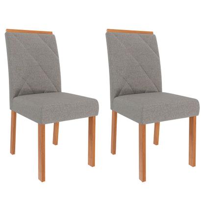 Imagem de Mesa para Sala de Jantar Adele 1,30 com 4 Cadeiras Fernanda Wood Madeira/Off White/Linho Grafite