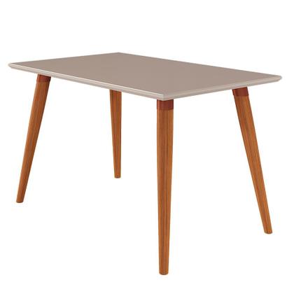 Imagem de Mesa para Sala de Jantar Adele 1,30 com 4 Cadeiras Fernanda Wood Madeira/Off White/Linho Grafite